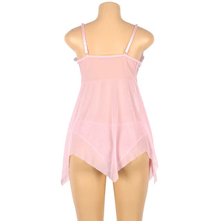 Plus Size Pajama Dress Flower Embroidery Nightwear Sling Nightdress Sleep Tops Nuisette Femme Lace Sleepwear Home Clothes Alodia Store