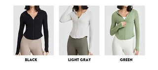 Elasticity Hoodie Yoga Jacket Comfortable Slimming Top Women's Running Sports Jacket GYM Tights Zipper Women Long Sleeves Coat Alodia Store