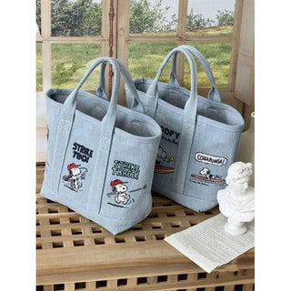 Snoopy Embroidered Denim Women's Tote Bag Cartoon Alodia Store