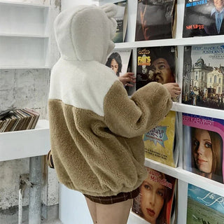 Japanese soft girl cute plus velvet thick hooded sweater ins selling Alodia Store
