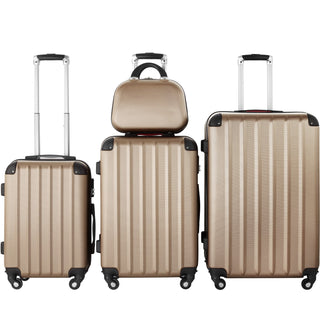 Tectake Pucci 4 PCs champagne luggage set Alodia Store