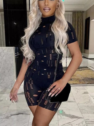 Cut Out Bodycon Jumpsuit Short Sleeve ALODIA STORE