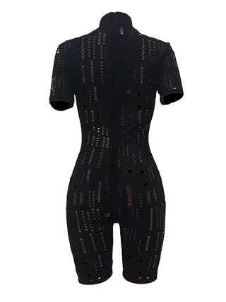 Cut Out Bodycon Jumpsuit Short Sleeve ALODIA STORE