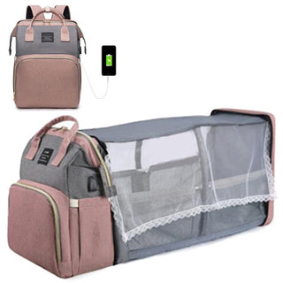 Folding Mommy Bag Portable Folding Crib Bed Large-capacity Baby Backpack Female Mommy Outting Bag Mummy Bag ALODIA STORE