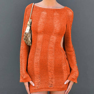 See-Through O-neck Long Sleeve Bodycon Dress ALODIA STORE
