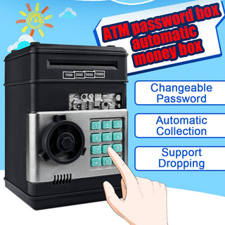 Electronic Piggy Bank ATM Password Money Box Cash Coins Saving Box ATM Bank Safe Box Automatic Deposit Banknote Christmas Gift ALODIA STORE