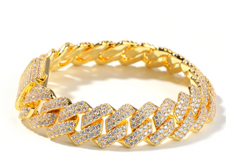 Gold Plated Iced Out Chain for Men and Women Cuban Chain Necklace ALODIA STORE