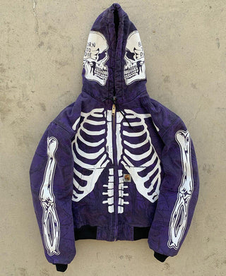 Men's Skeleton Hoodie Custom Full Face Zip ALODIA STORE