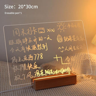 LED Note Board Light With Pen USB Message Board Night Light Creative Acrylic White Lamp For Bedroom Children Girls Friend Gifts ALODIA STORE