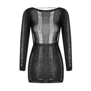 See-Through O-neck Long Sleeve Bodycon Dress ALODIA STORE