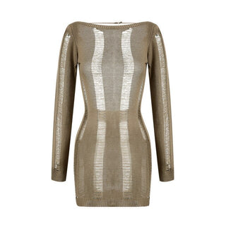 See-Through O-neck Long Sleeve Bodycon Dress ALODIA STORE