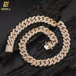Gold Plated Iced Out Chain for Men and Women Cuban Chain Necklace ALODIA STORE