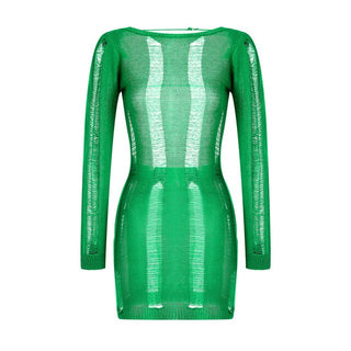See-Through O-neck Long Sleeve Bodycon Dress ALODIA STORE
