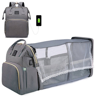 Folding Mommy Bag Portable Folding Crib Bed Large-capacity Baby Backpack Female Mommy Outting Bag Mummy Bag ALODIA STORE