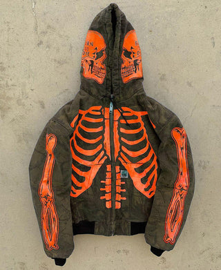 Men's Skeleton Hoodie Custom Full Face Zip ALODIA STORE