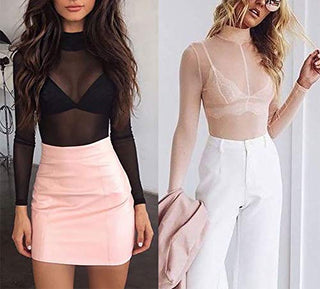 Crop Top Sexy Mujer Camiseta transparent ALODIA STORE