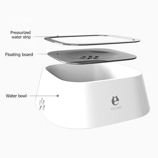 Dog Drinking Water Bowl 1.5L Floating Non-Wetting Mouth Cat Bowl Without Spill Drinking Water Dispenser ABS Plastic Dog Bowl ALODIA STORE