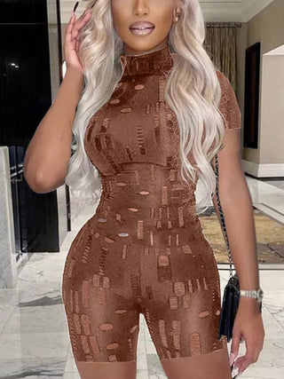 Cut Out Bodycon Jumpsuit Short Sleeve ALODIA STORE