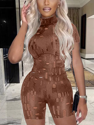 Cut Out Bodycon Jumpsuit Short Sleeve ALODIA STORE