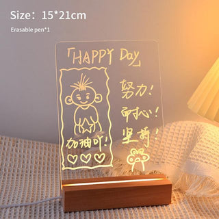 LED Note Board Light With Pen USB Message Board Night Light Creative Acrylic White Lamp For Bedroom Children Girls Friend Gifts ALODIA STORE
