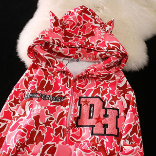 Embroidery Cool Camouflage Zip Up Hoodie Jackets ALODIA STORE