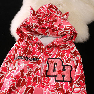 Embroidery Cool Camouflage Zip Up Hoodie Jackets ALODIA STORE
