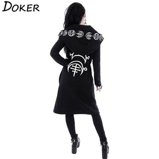 Gothic Punk Black Long Women Hoodies ALODIA STORE