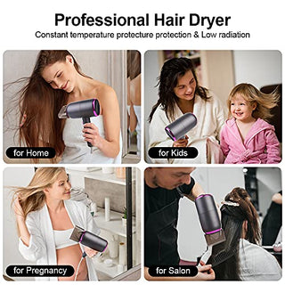 Flintronic Secador de Pelo de 2000W, Secador de Pelo Iónico Profesional Poderoso para Secado Rápido, Botón de enfriamiento independiente(3 Velocidades, 3 Boquillas y 2 Difusores) ALODIA STORE