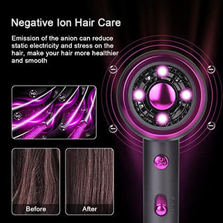 Flintronic Secador de Pelo de 2000W, Secador de Pelo Iónico Profesional Poderoso para Secado Rápido, Botón de enfriamiento independiente(3 Velocidades, 3 Boquillas y 2 Difusores) ALODIA STORE