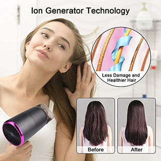 Flintronic Secador de Pelo de 2000W, Secador de Pelo Iónico Profesional Poderoso para Secado Rápido, Botón de enfriamiento independiente(3 Velocidades, 3 Boquillas y 2 Difusores) ALODIA STORE