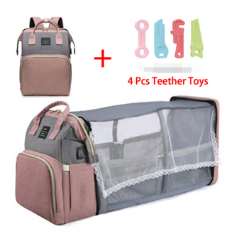 Folding Mommy Bag Portable Folding Crib Bed Large-capacity Baby Backpack Female Mommy Outting Bag Mummy Bag ALODIA STORE