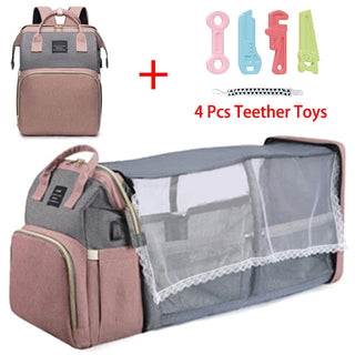 Folding Mommy Bag Portable Folding Crib Bed Large-capacity Baby Backpack Female Mommy Outting Bag Mummy Bag ALODIA STORE