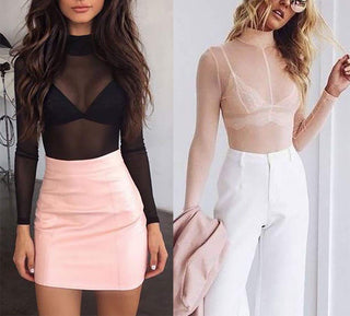 Crop Top Sexy Mujer Camiseta transparent ALODIA STORE