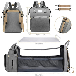 Folding Mommy Bag Portable Folding Crib Bed Large-capacity Baby Backpack Female Mommy Outting Bag Mummy Bag ALODIA STORE