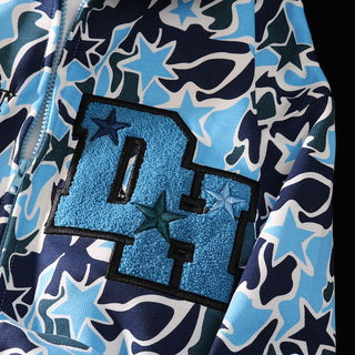 Embroidery Cool Camouflage Zip Up Hoodie Jackets ALODIA STORE