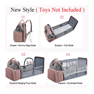 Folding Mommy Bag Portable Folding Crib Bed Large-capacity Baby Backpack Female Mommy Outting Bag Mummy Bag ALODIA STORE