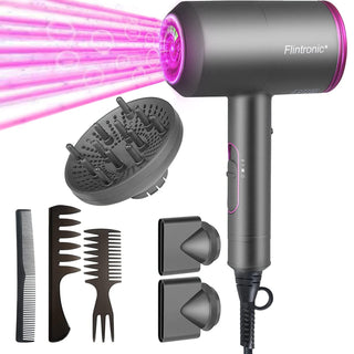 Flintronic Secador de Pelo de 2000W, Secador de Pelo Iónico Profesional Poderoso para Secado Rápido, Botón de enfriamiento independiente(3 Velocidades, 3 Boquillas y 2 Difusores) ALODIA STORE