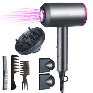 Flintronic Secador de Pelo de 2000W, Secador de Pelo Iónico Profesional Poderoso para Secado Rápido, Botón de enfriamiento independiente(3 Velocidades, 3 Boquillas y 2 Difusores) ALODIA STORE