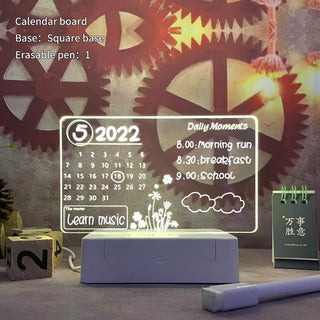 LED Note Board Light With Pen USB Message Board Night Light Creative Acrylic White Lamp For Bedroom Children Girls Friend Gifts ALODIA STORE