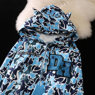 Embroidery Cool Camouflage Zip Up Hoodie Jackets ALODIA STORE