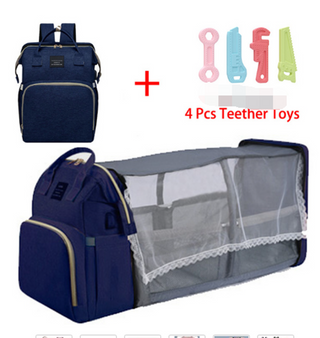 Folding Mommy Bag Portable Folding Crib Bed Large-capacity Baby Backpack Female Mommy Outting Bag Mummy Bag ALODIA STORE