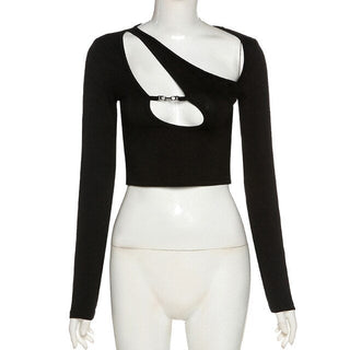 Asymmetric Collar Crop Top ALODIA STORE