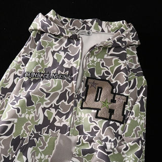 Embroidery Cool Camouflage Zip Up Hoodie Jackets ALODIA STORE