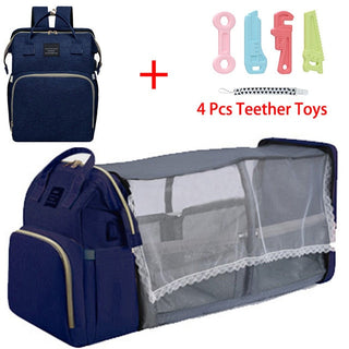 Folding Mommy Bag Portable Folding Crib Bed Large-capacity Baby Backpack Female Mommy Outting Bag Mummy Bag ALODIA STORE