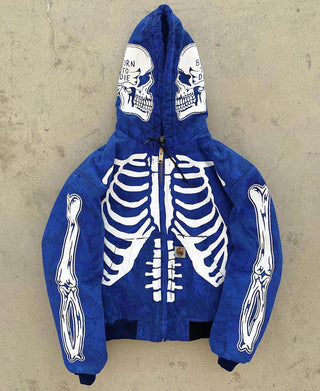 Men's Skeleton Hoodie Custom Full Face Zip ALODIA STORE