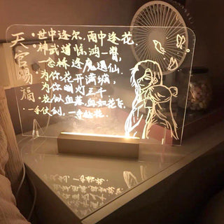 LED Note Board Light With Pen USB Message Board Night Light Creative Acrylic White Lamp For Bedroom Children Girls Friend Gifts ALODIA STORE
