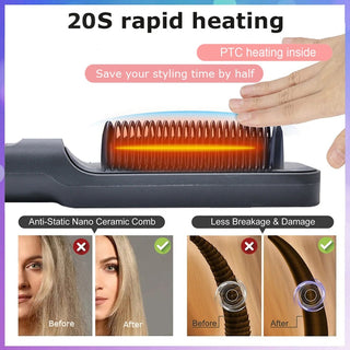 Electric Heat Comb Straightener Curler ALODIA STORE