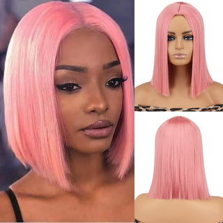 Short straight orange wig with bangs synthetic fiber wig African American white female cosplay/party/daily wig ALODIA STORE
