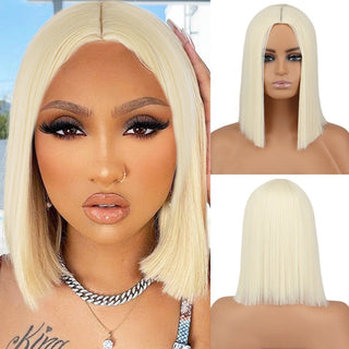 Short straight orange wig with bangs synthetic fiber wig African American white female cosplay/party/daily wig ALODIA STORE