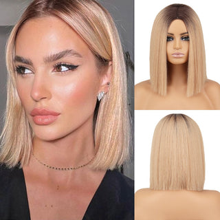 Short straight orange wig with bangs synthetic fiber wig African American white female cosplay/party/daily wig ALODIA STORE